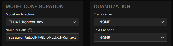 AI Toolkit Kontext Settings